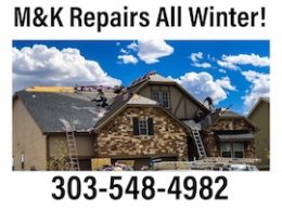 A picture of a house with the words " k & k repairs all winter."
