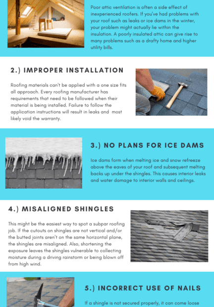 DIY roofing mistakes infographic by M&K Restoration.