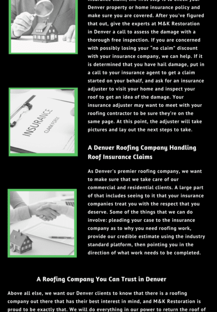 Roofing insurance claims information in Denver flyer.