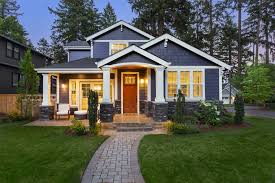 Modern house with landscaped front yard.