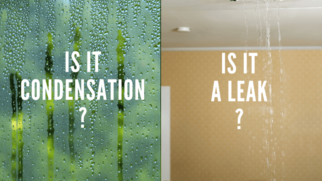 A split photo of the words " is it compensation ?" and " is it a leak "?